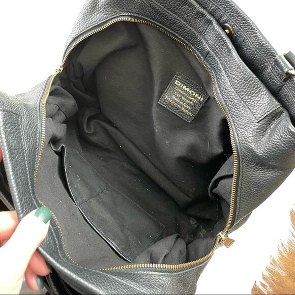 Dimoni By Julio Black Pebbled Leather Maestre S.L Triple Compartment Satchel Bag - Picture 3 of 7